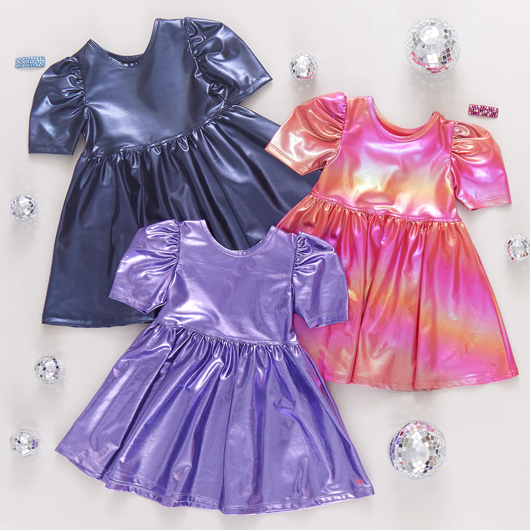 Girls Lame Laurie Dress - Purple Sparkle