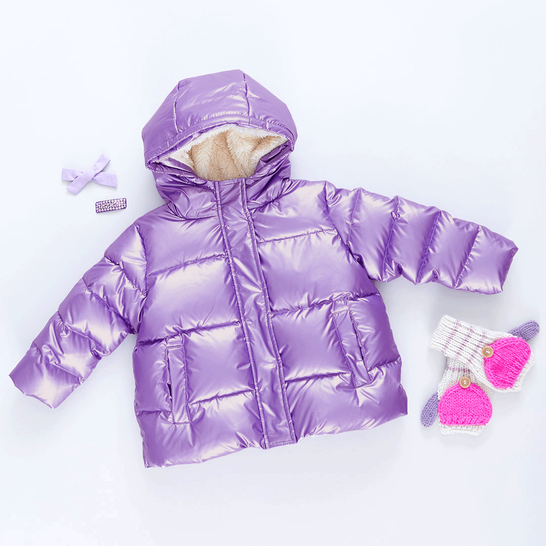 Girls Pete Puffer - Purple Metallic