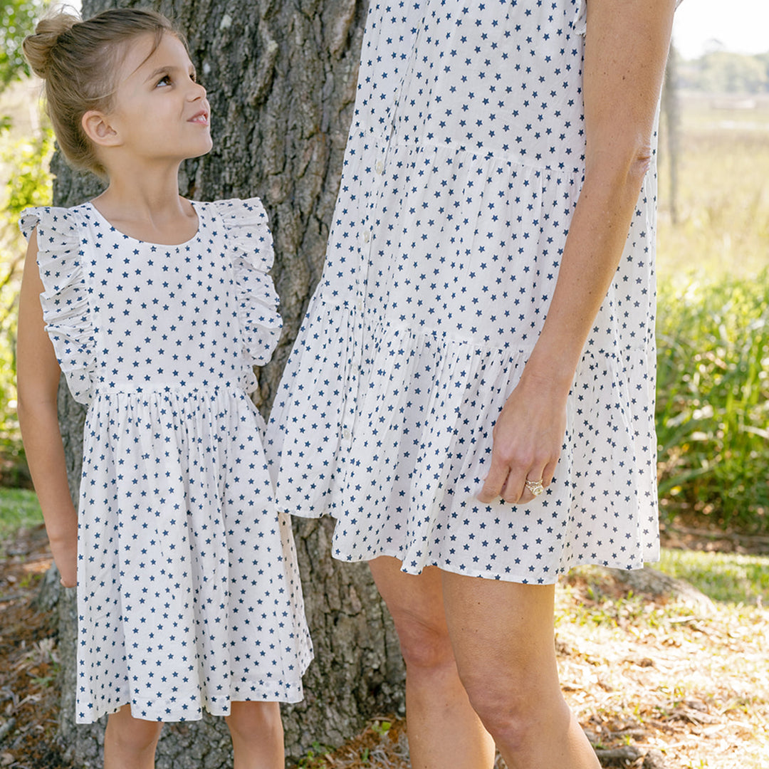 Womens Kalani Dress - Cream Ditsy Stars