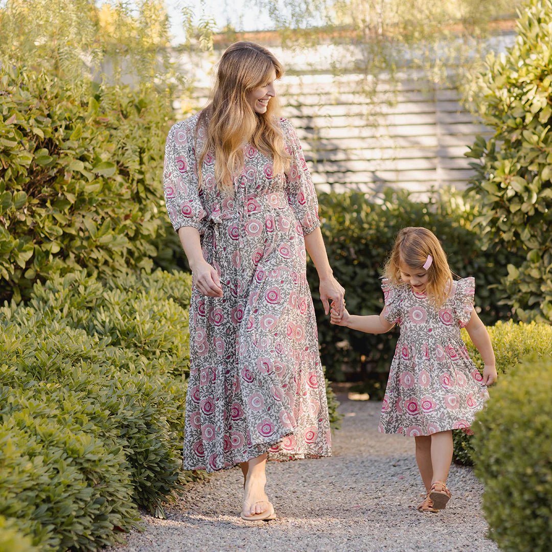 Girls Elise Dress - Pink Lisbon Floral