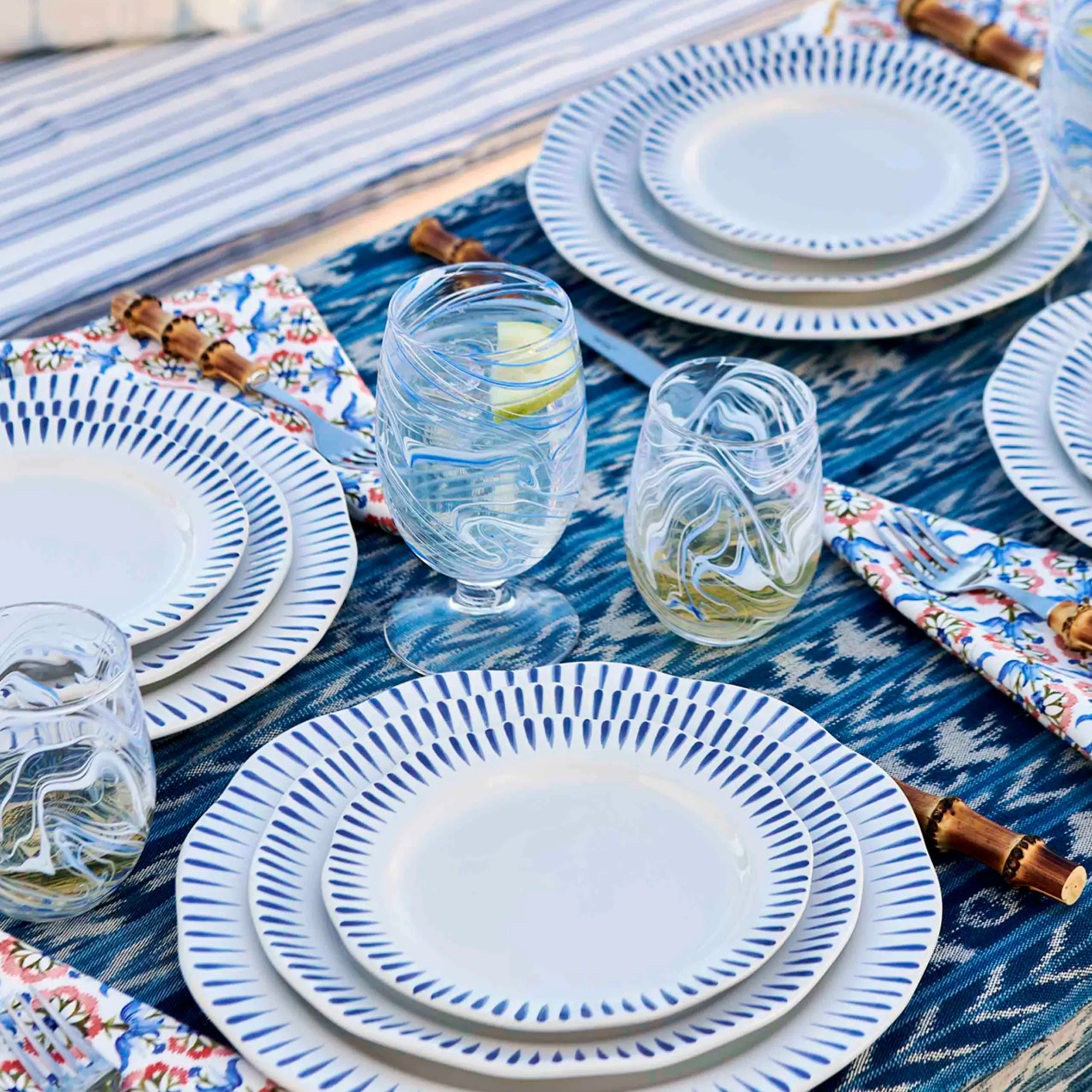 Sitio Stripe Dessert/Salad Plate - Delft Blue