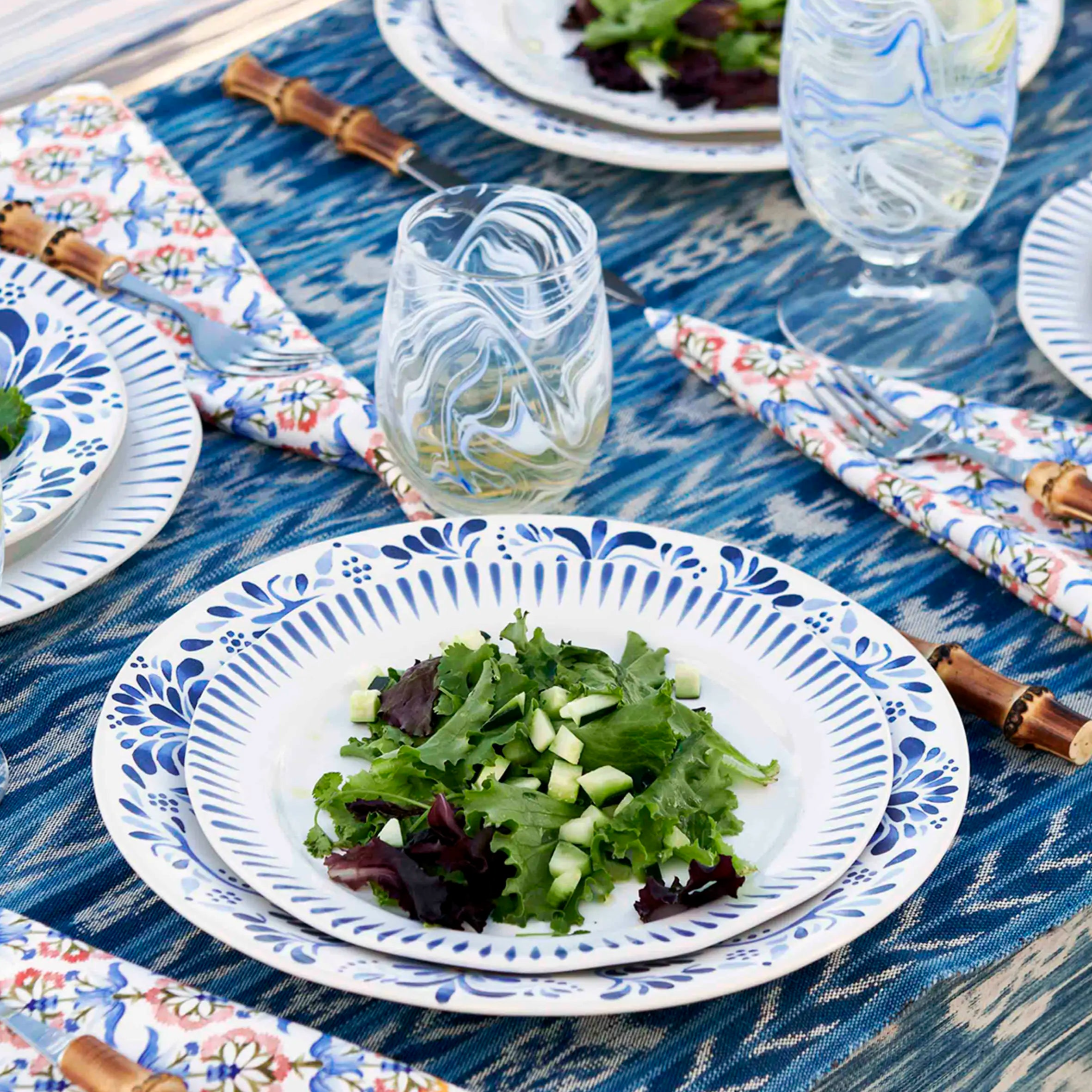 Sitio Stripe Dessert/Salad Plate - Delft Blue