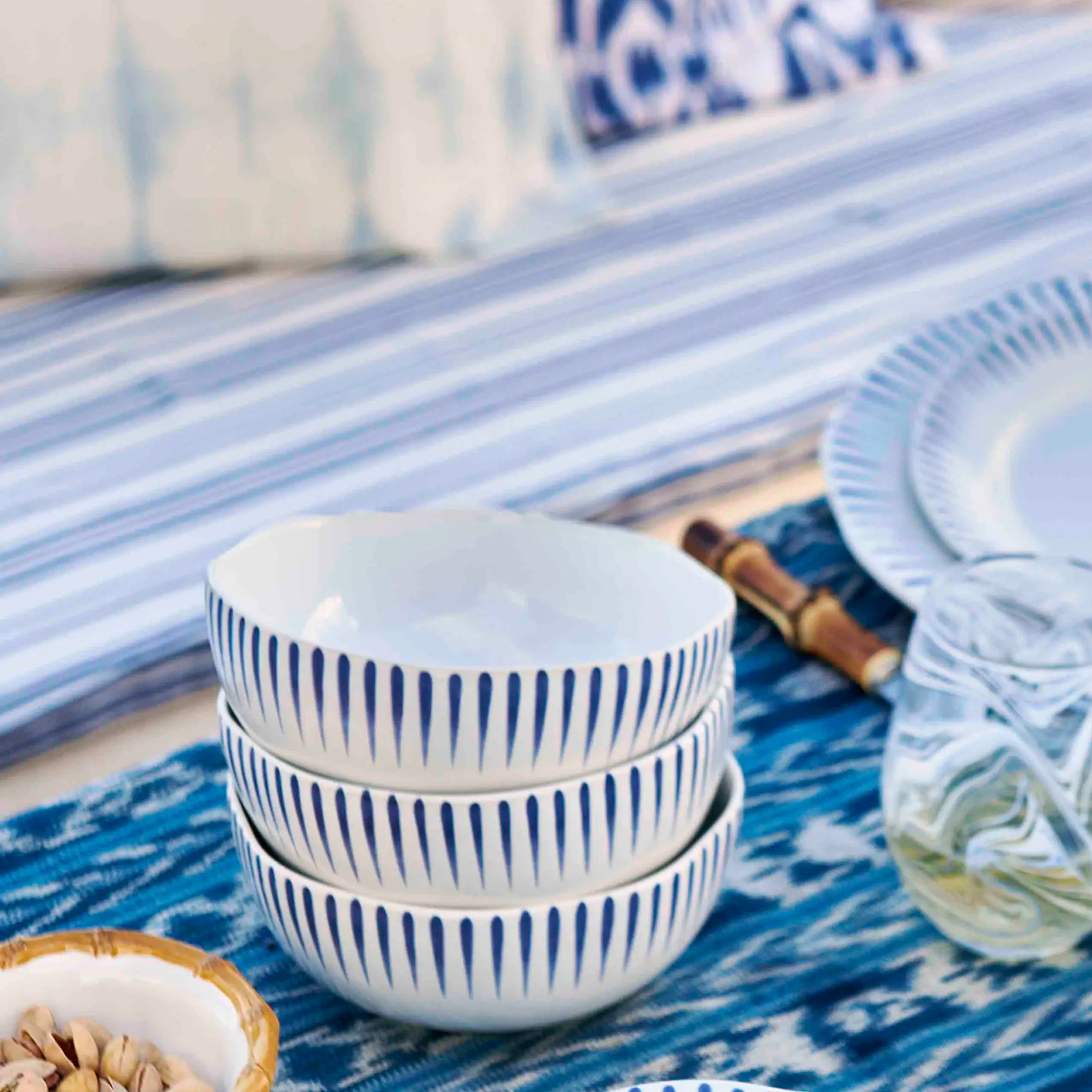 Sitio Stripe 4pc Place Setting - Delft Blue