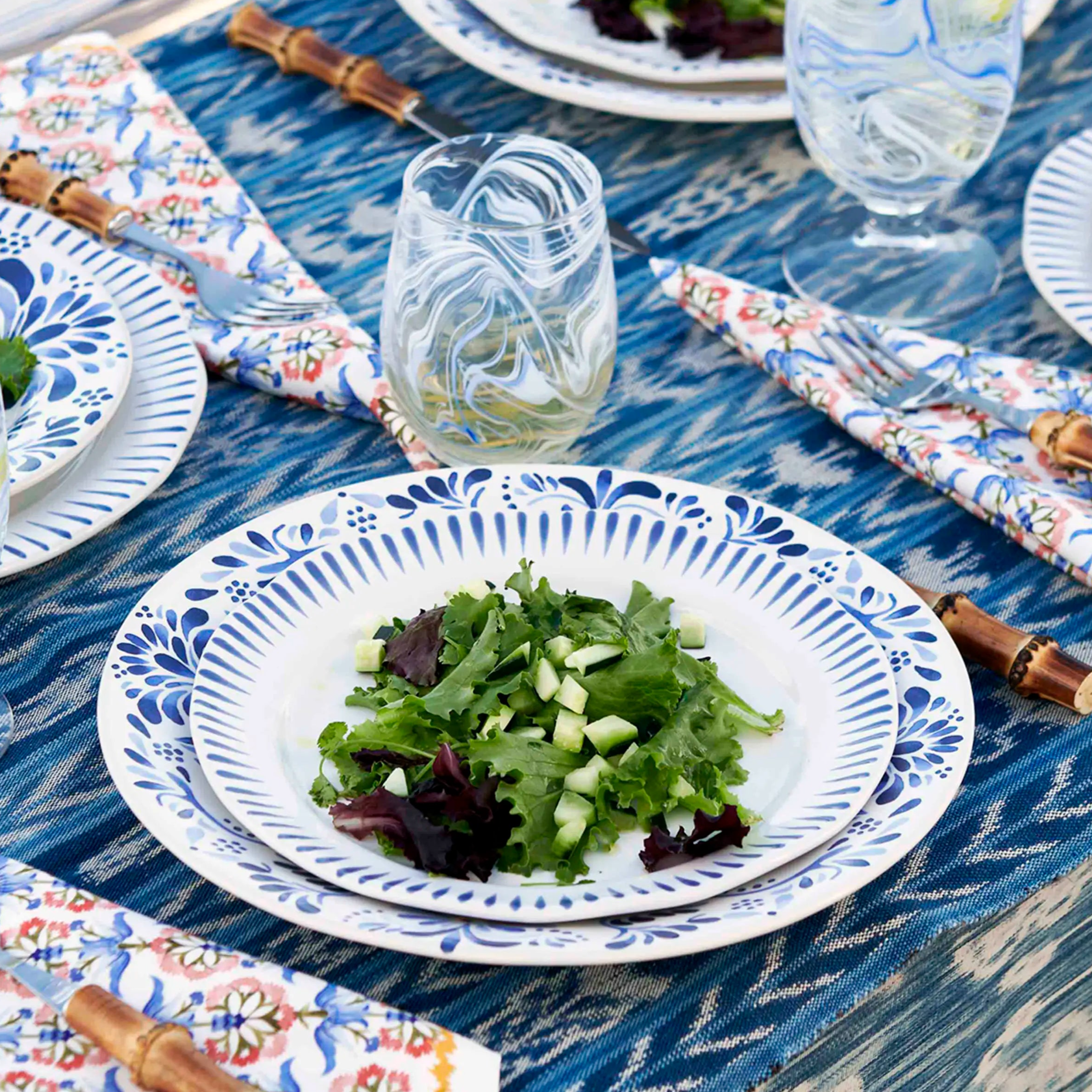 Sitio Stripe 4pc Place Setting - Delft Blue