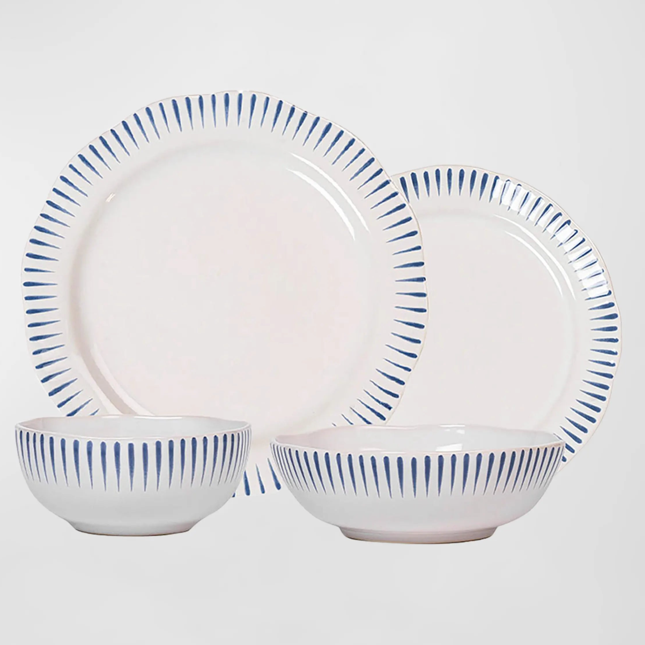 Sitio Stripe 4pc Place Setting - Delft Blue