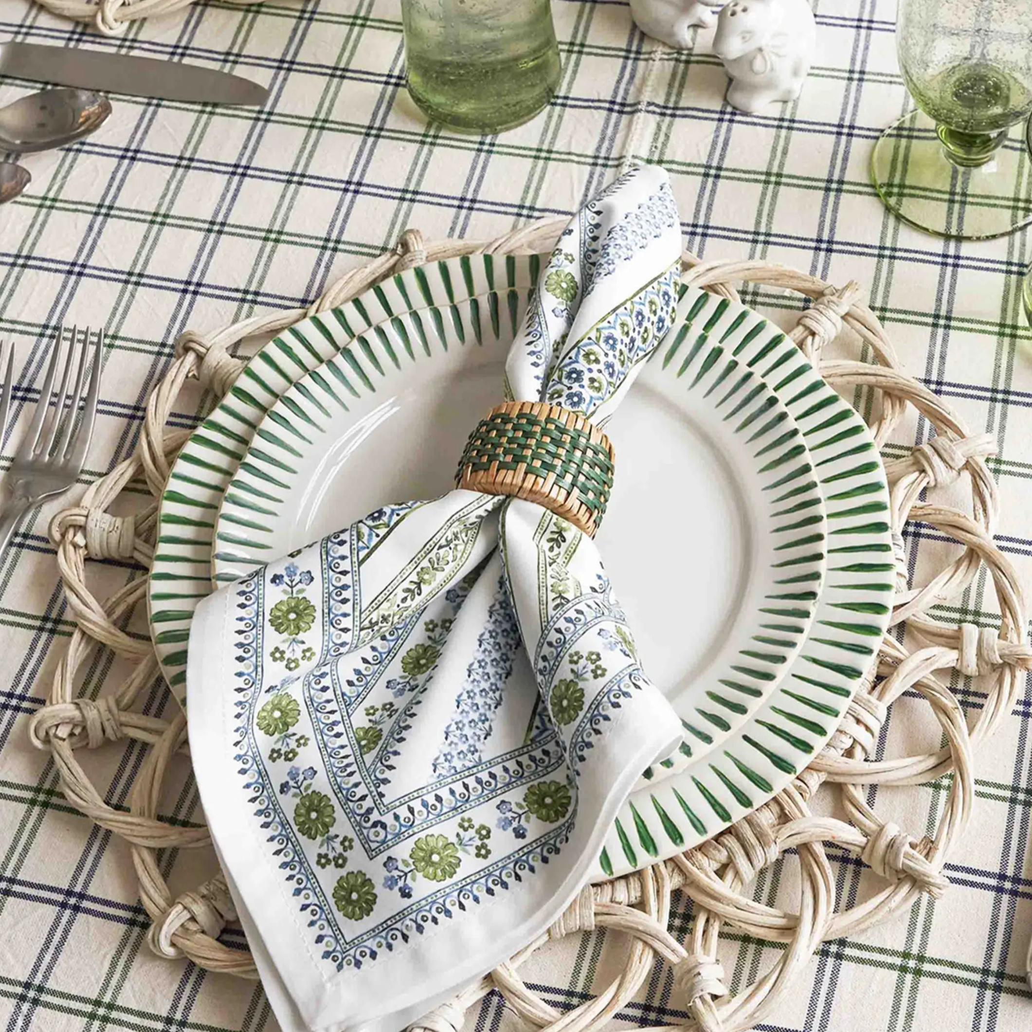 Sitio Stripe 4pc Place Setting - Basil