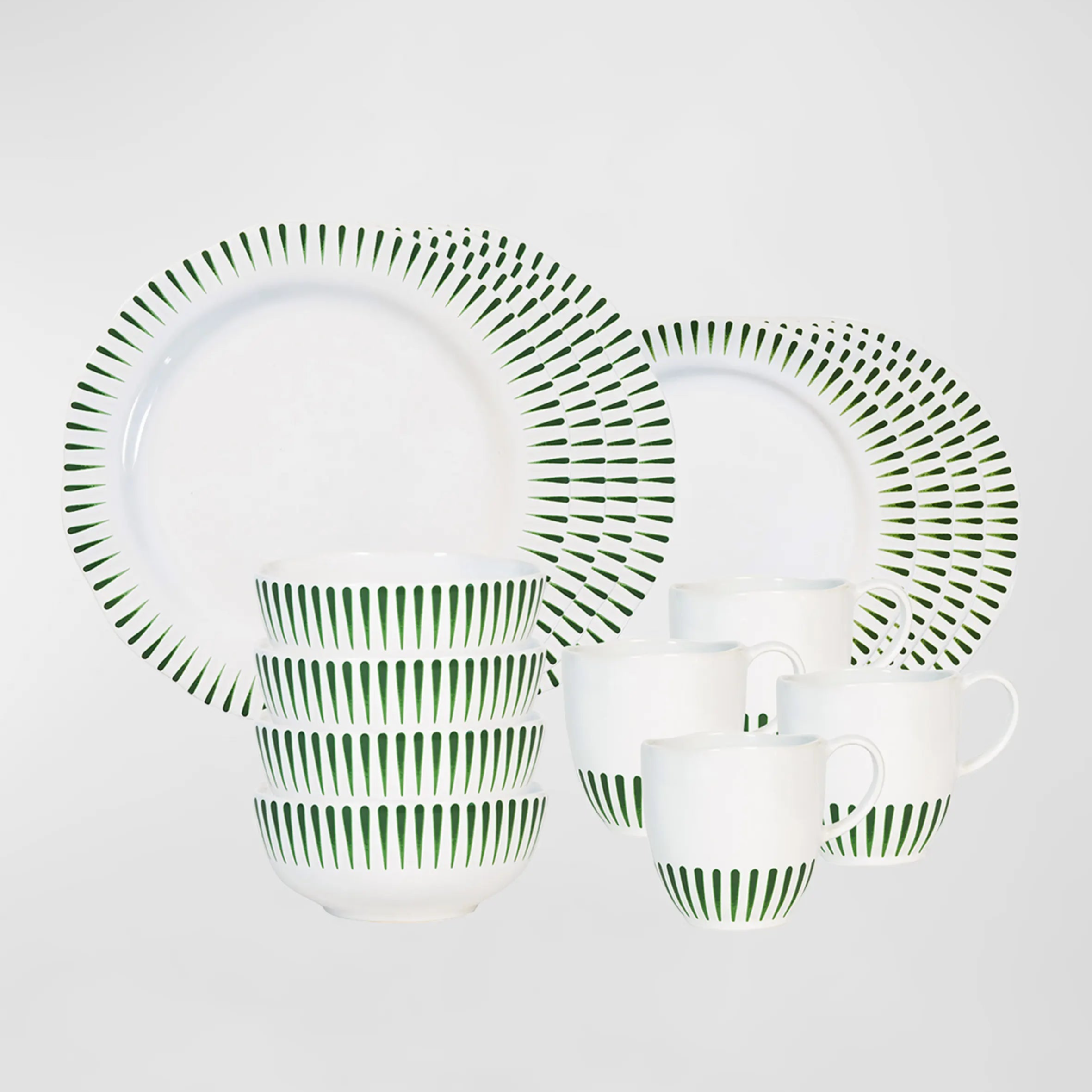 Sitio Stripe 16pc Place Setting - Basil