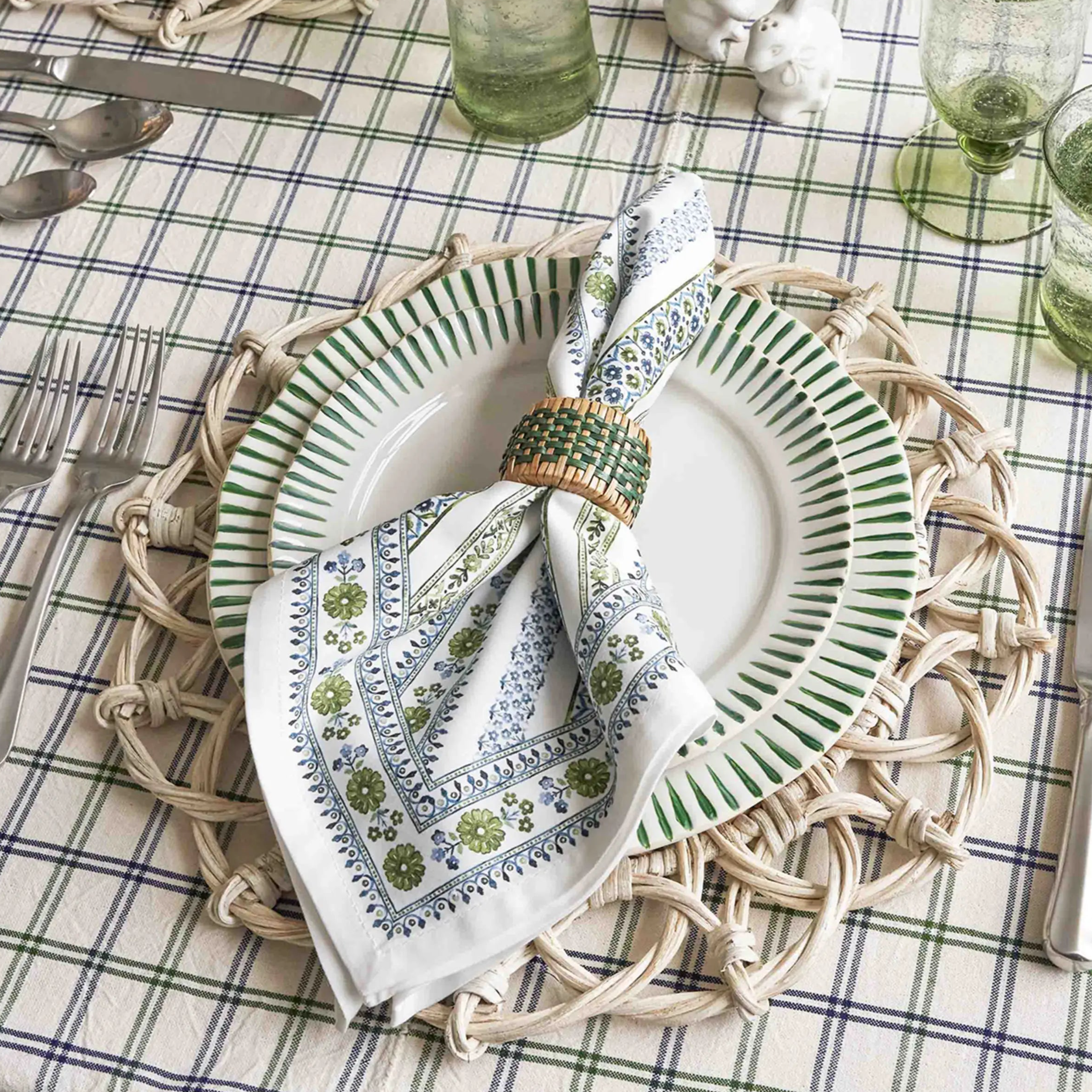 Sitio Stripe 16pc Place Setting - Basil