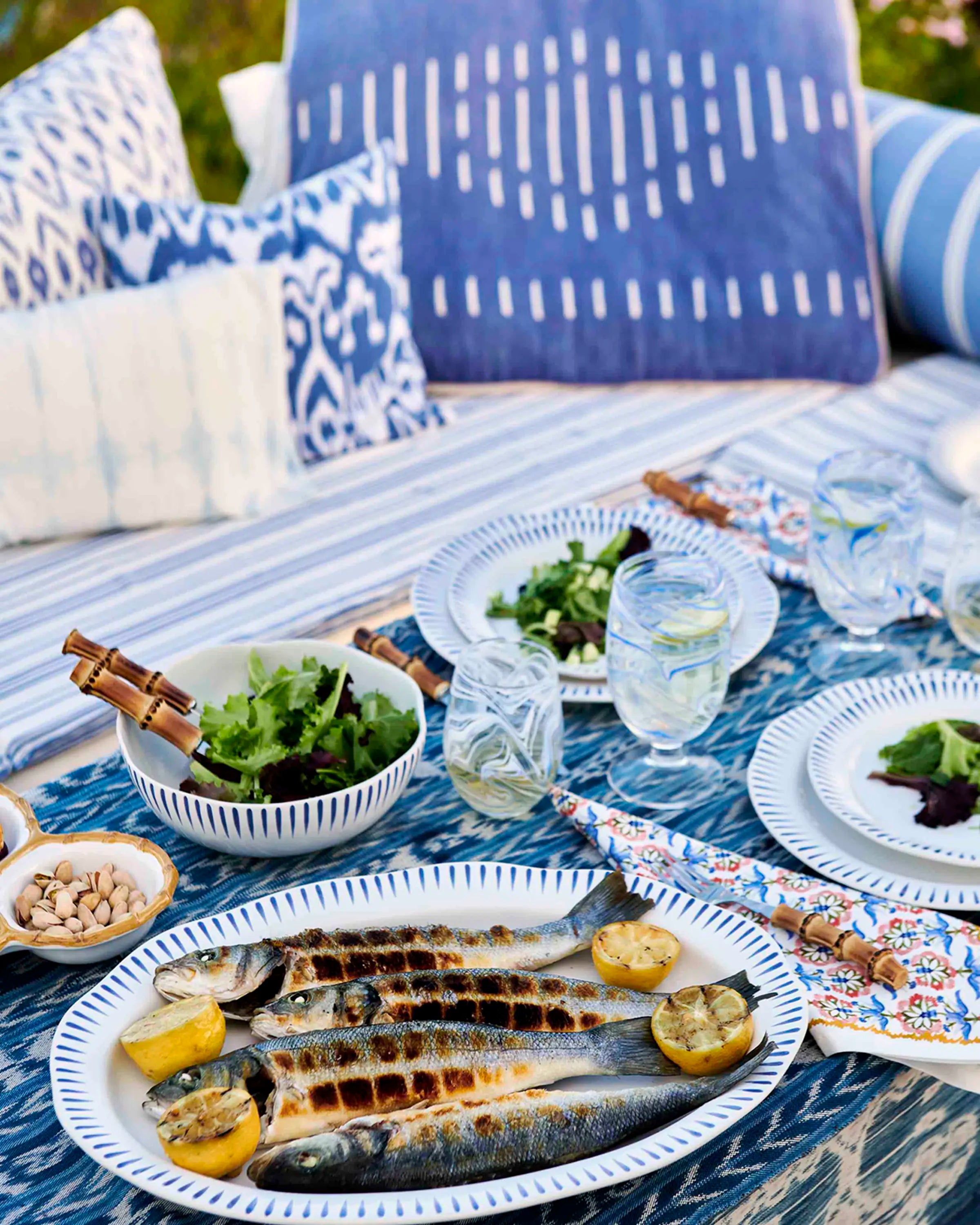 Sitio Stripe 4pc Place Setting - Delft Blue