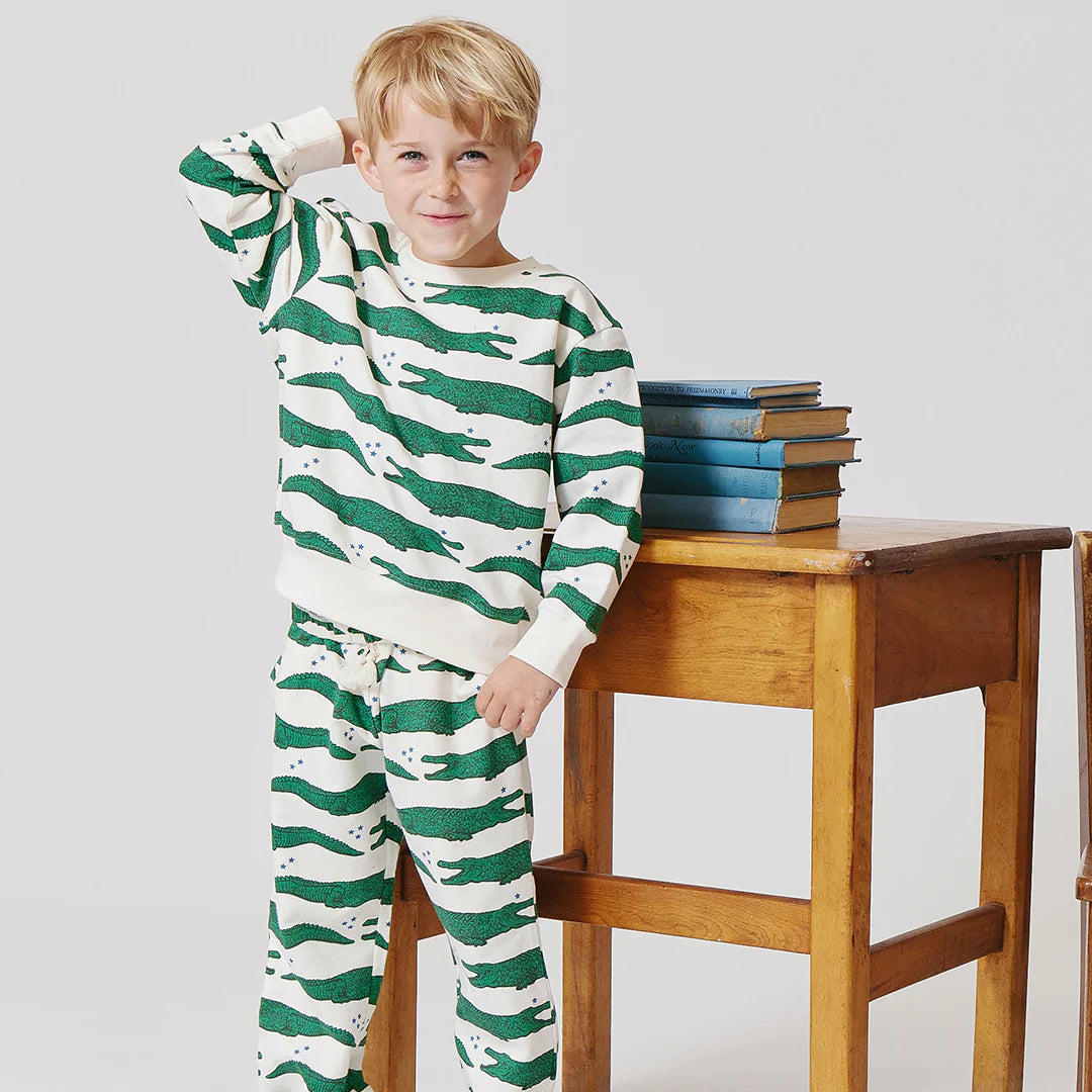 Kids Organic Sweatpants - Crocodile Stars