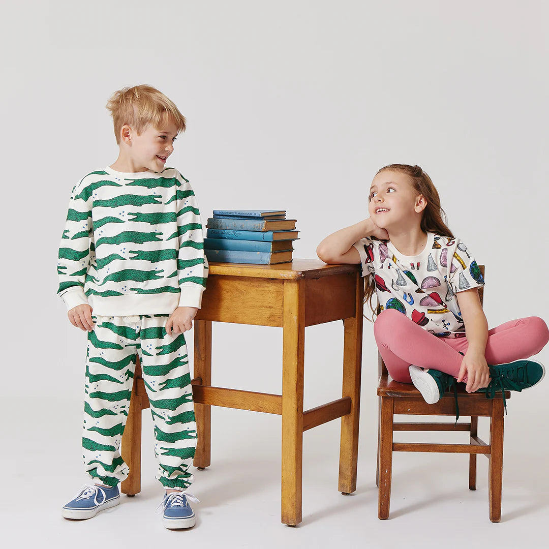 Kids Organic Sweatpants - Crocodile Stars