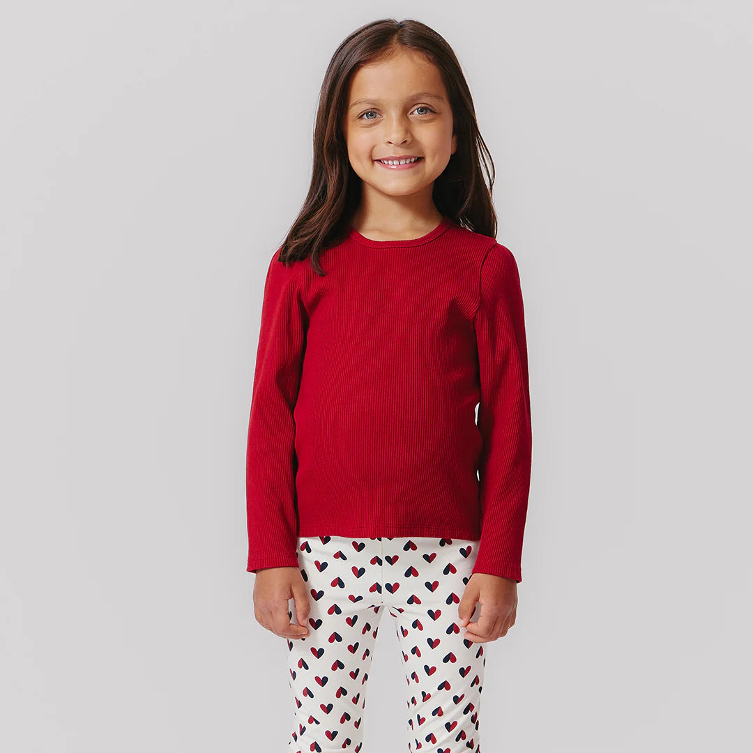 Girls Organic Camella Rib Top - Chili Pepper