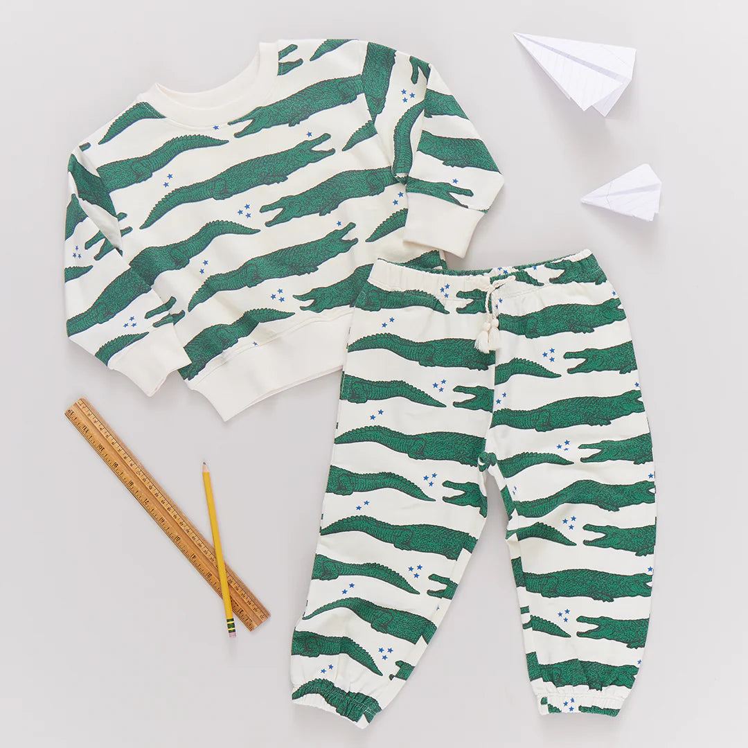 Kids Organic Sweatpants - Crocodile Stars