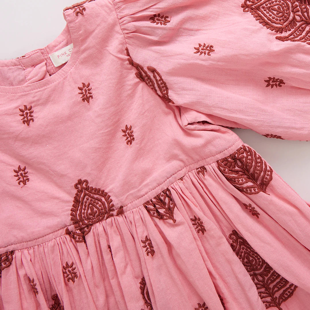 Girls Brooke Dress - Indian Stamp Embroidery