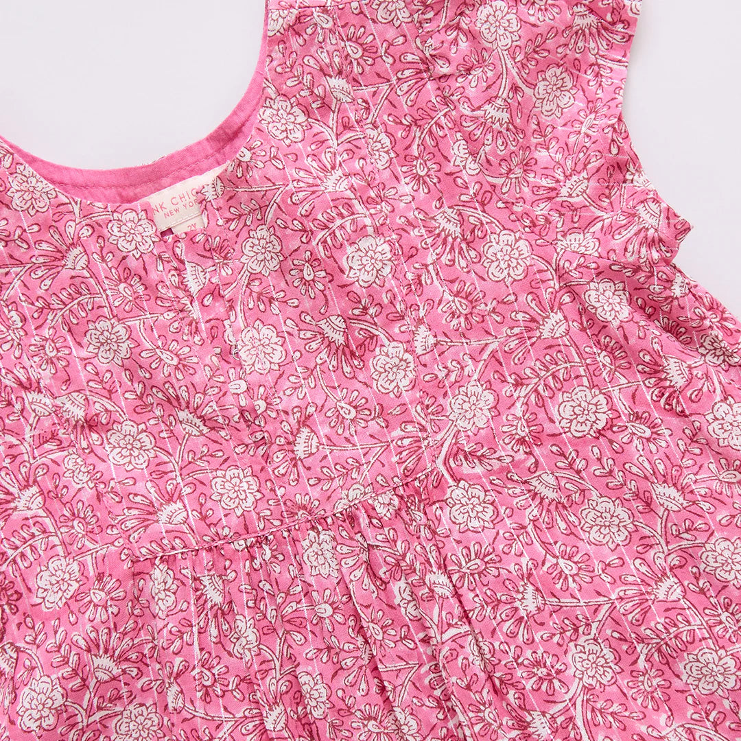 Girls Adele Dress - Hot Pink Garden Floral