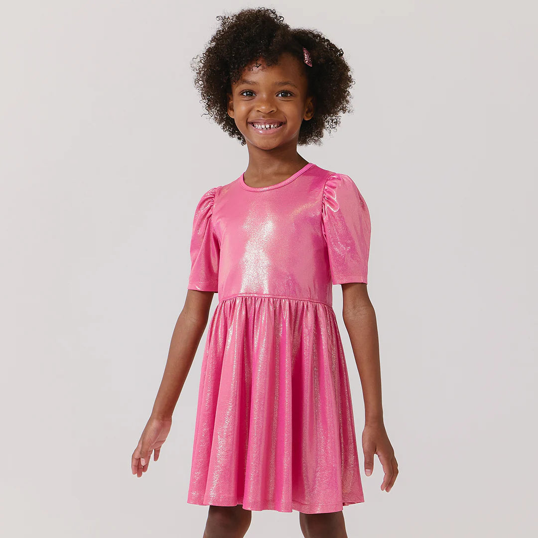 Girls Lame Laurie Dress - Pink