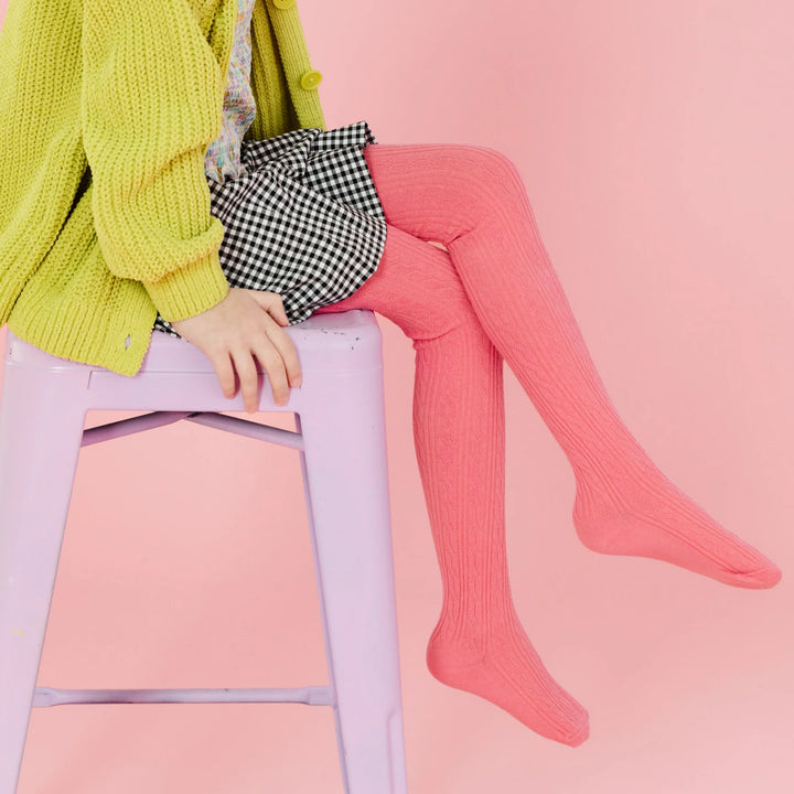 Malibu Pink Cable Knit Tights