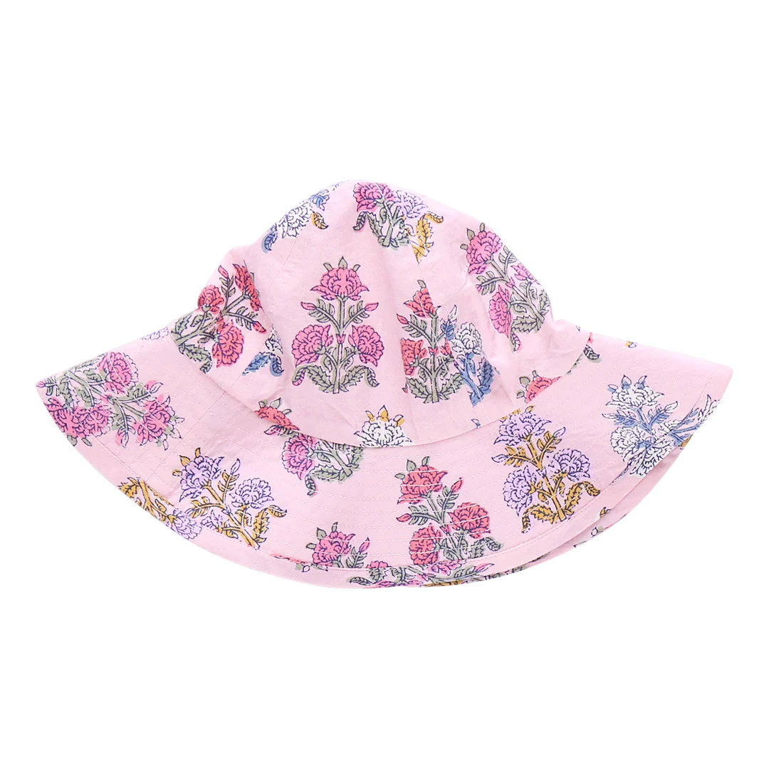 Baby Girls Sun Hat - Small Pink Flowerette