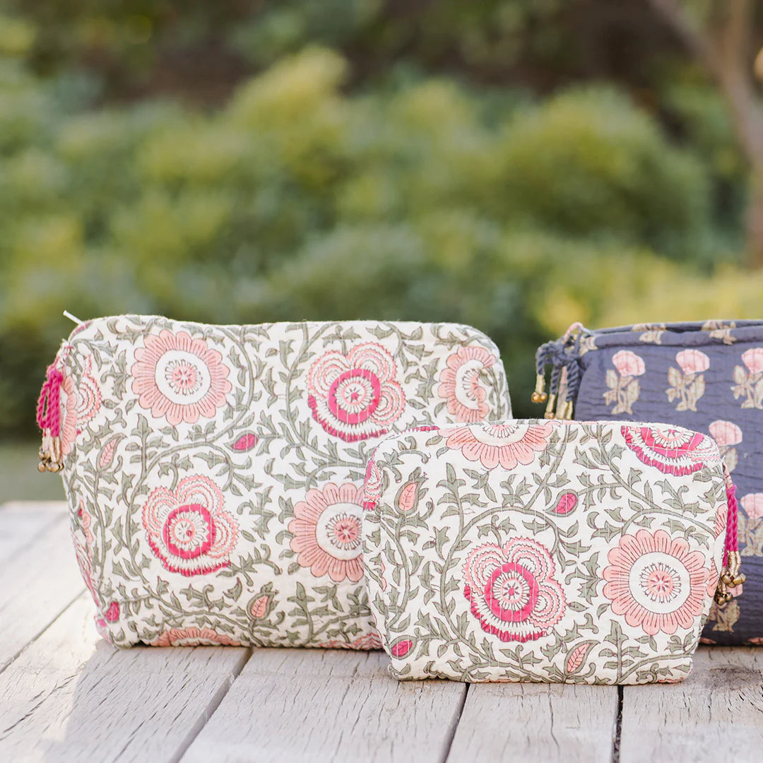 Quilted Pouch - Pink Lisbon Floral