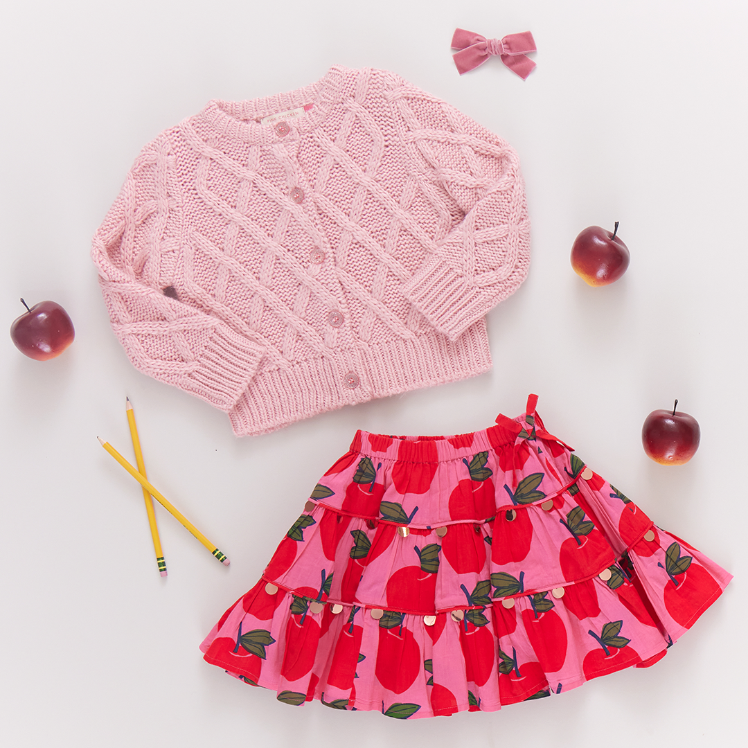 Girls Allie Skirt - Pink Apples