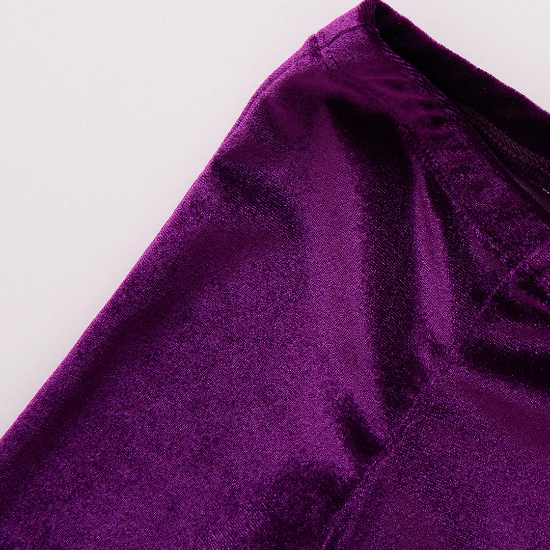 Girls Velour Leggings - Plum