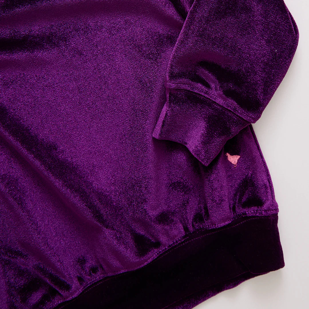 Girls Velour Sweatshirt - Plum