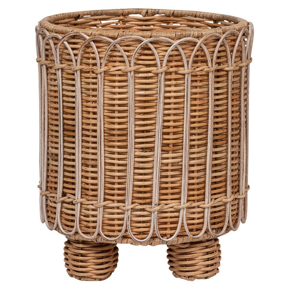 Provence Rattan Whitewash Round Planter