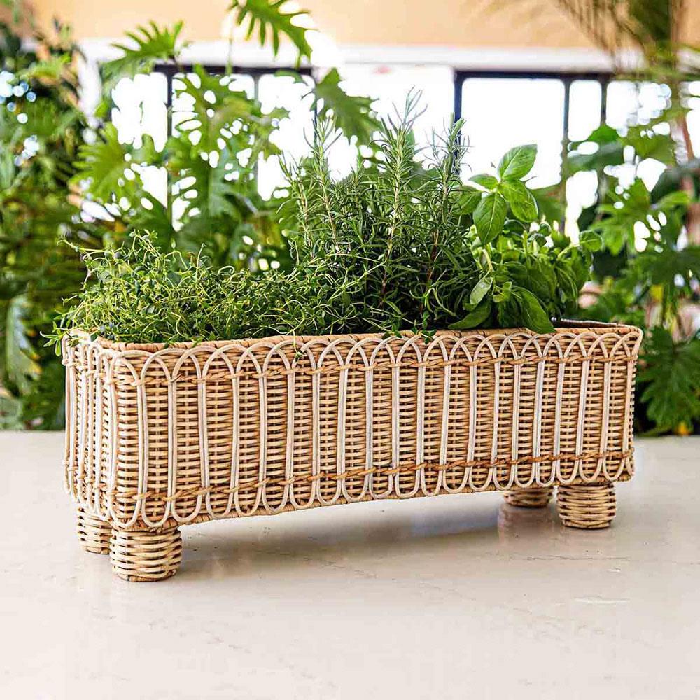 Provence Rattan Whitewash Rectangular Planter