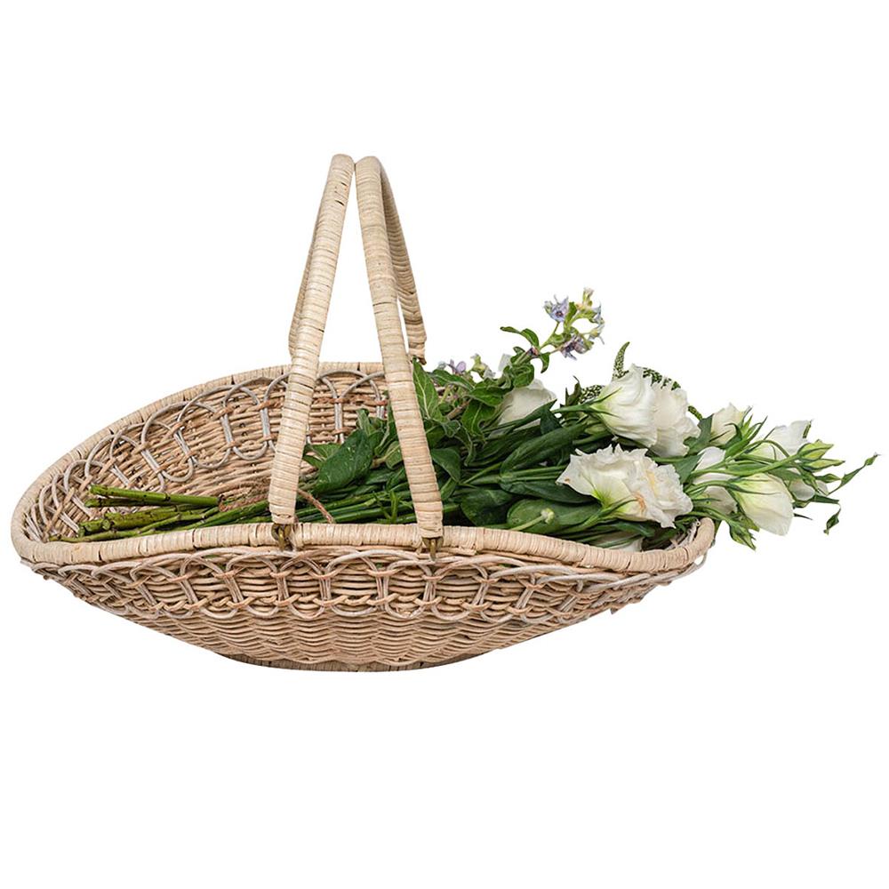 Provence Rattan Whitewash Gathering Basket