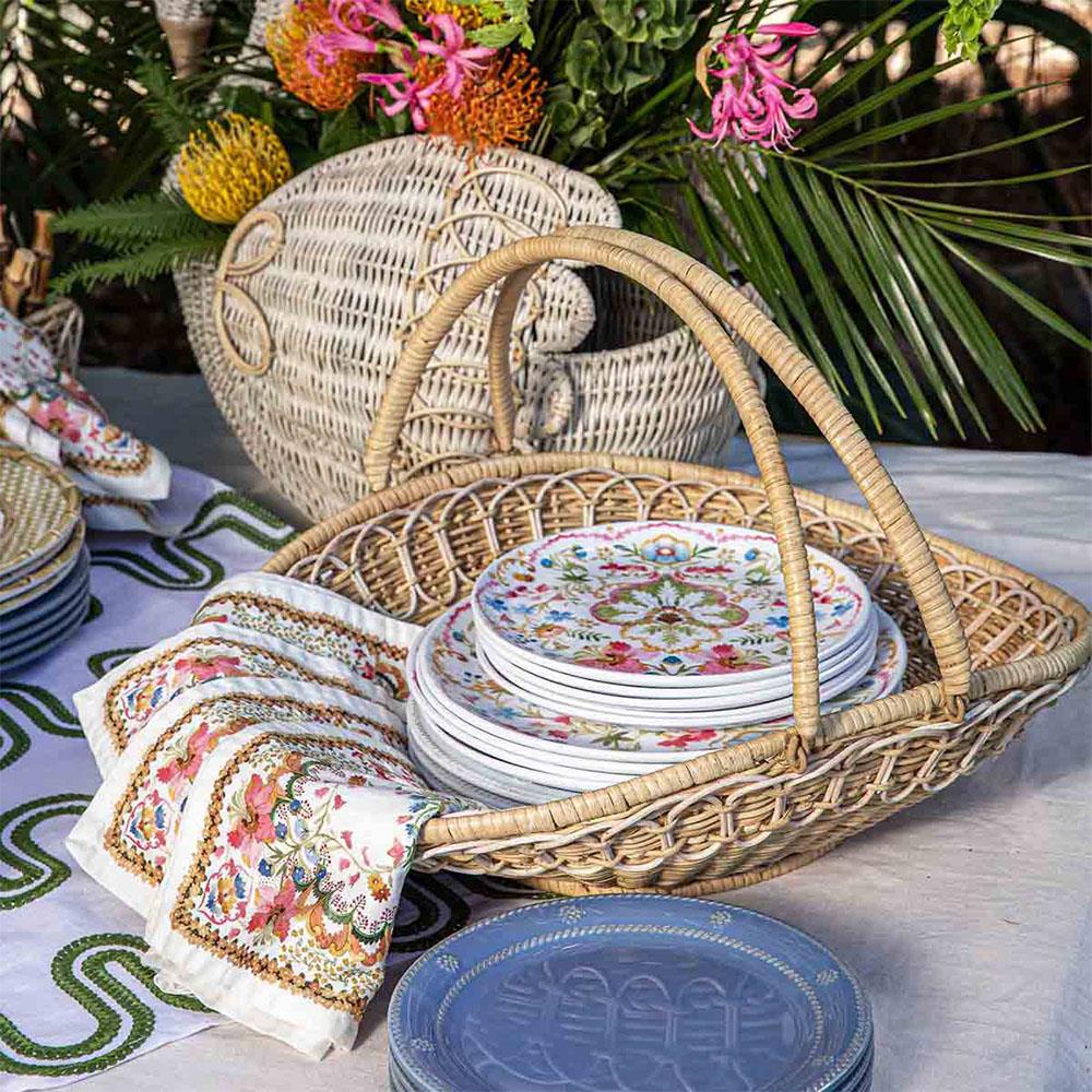 Provence Rattan Whitewash Gathering Basket