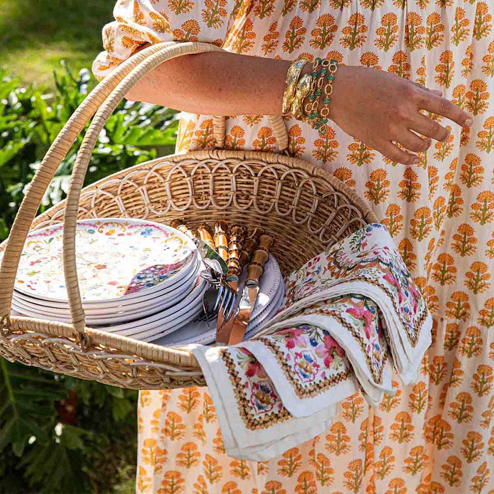 Provence Rattan Whitewash Gathering Basket