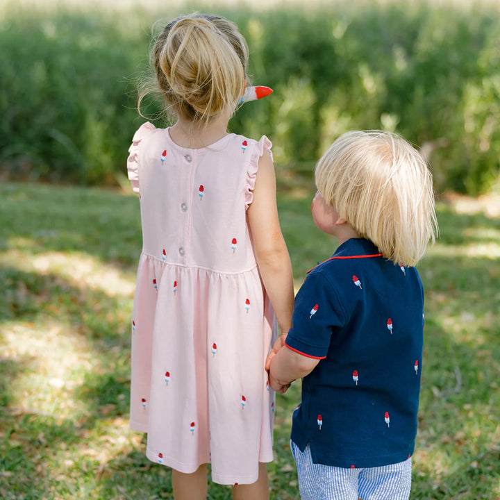 Girls Kelsey Dress - Pink Rocket Pop Embroidery