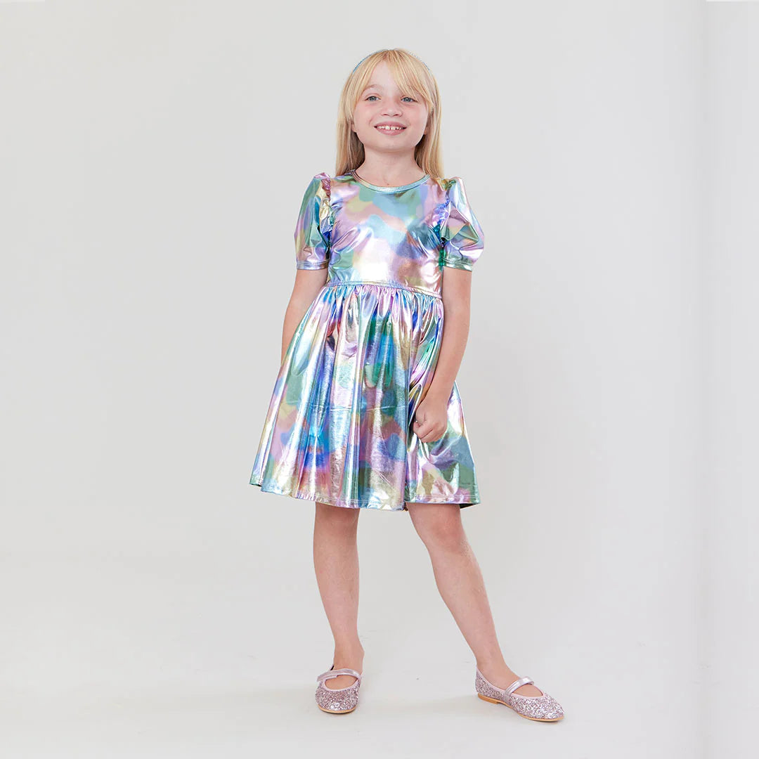 Girls Laurie Dress - Cotton Candy Lame