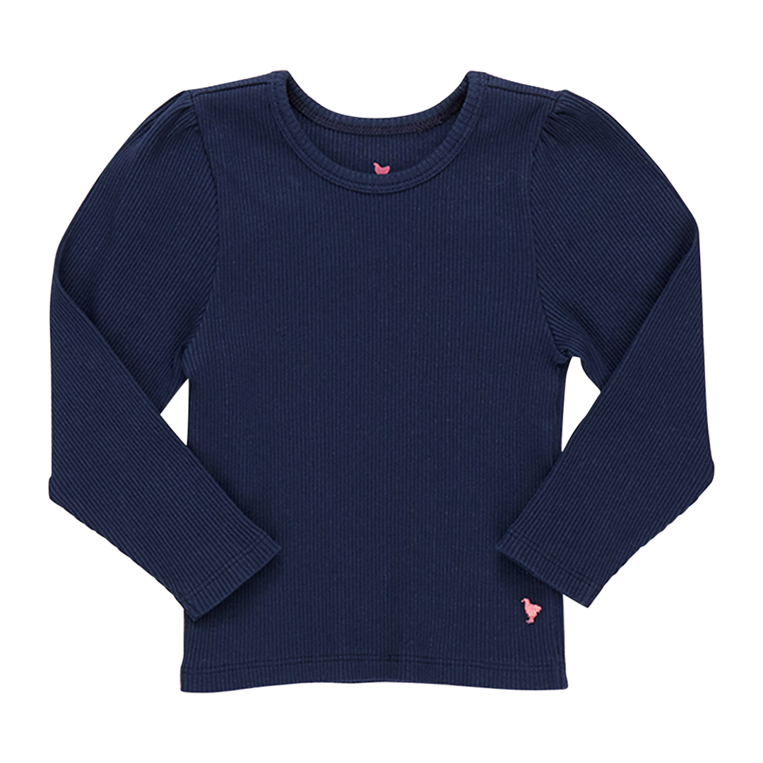 Girls Organic Camella Rib Top - Navy