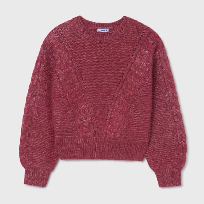 Tomato Mix Cable Knit Sweater