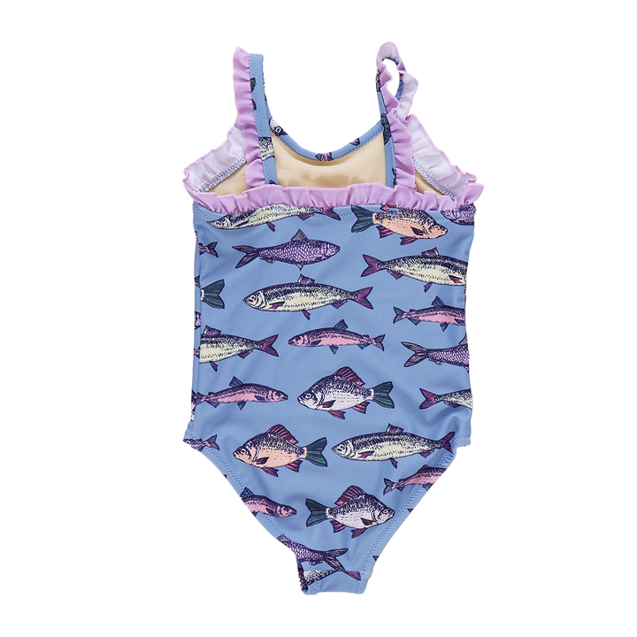 Girls Claire Suit - Blue Multi Fishies