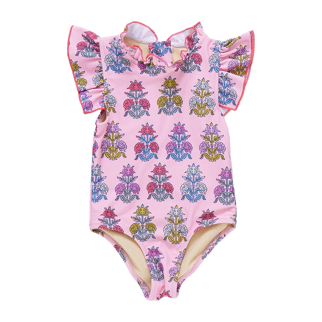 Girls Jennifer Suit - Pink Flowerette