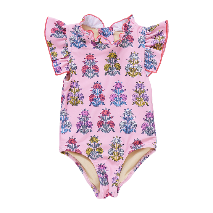 Girls Jennifer Suit - Pink Flowerette