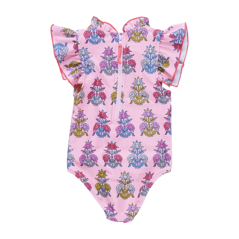 Girls Jennifer Suit - Pink Flowerette