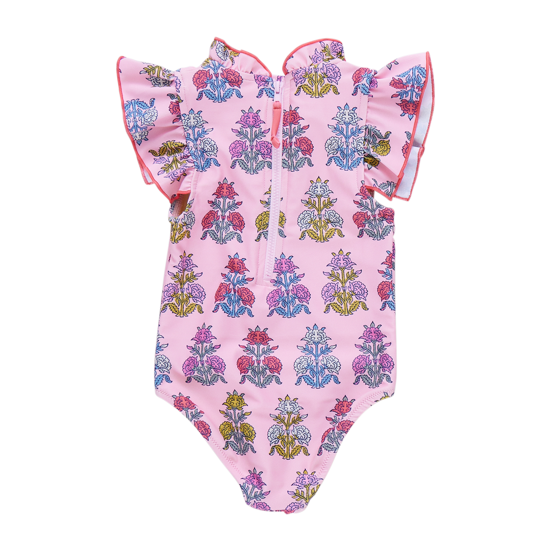 Girls Jennifer Suit - Pink Flowerette