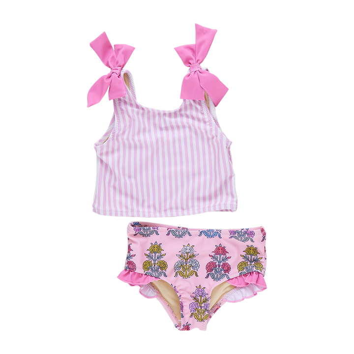 Girls Shelly Tankini - Pink Stripe