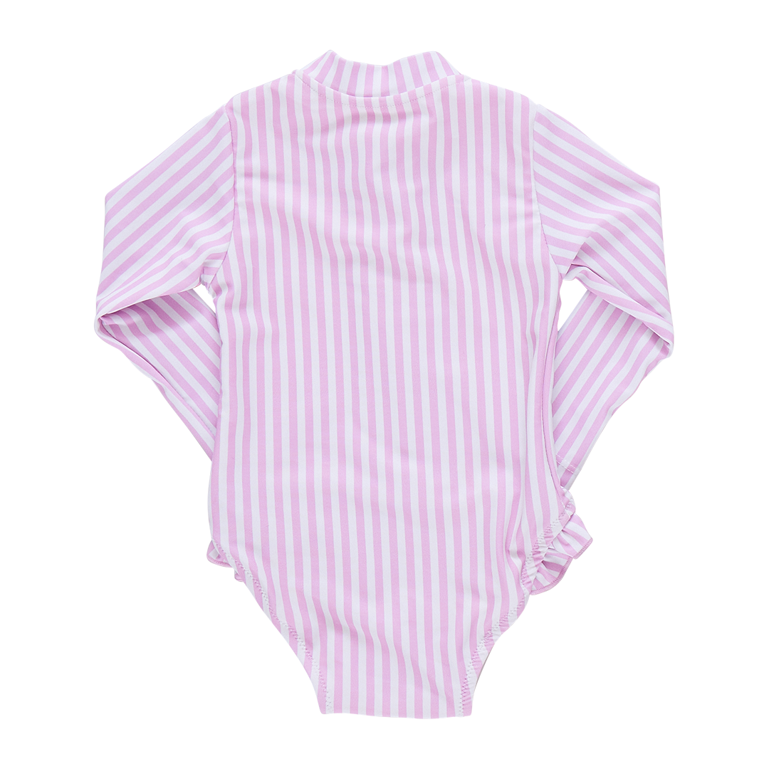 Baby Girls Arden Suit - Pink Faux Embroidery Stripe