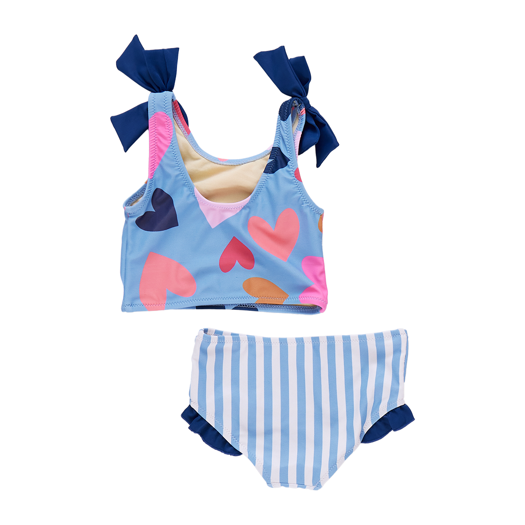 Girls Shelly Tankini - Multi Tossed Hearts