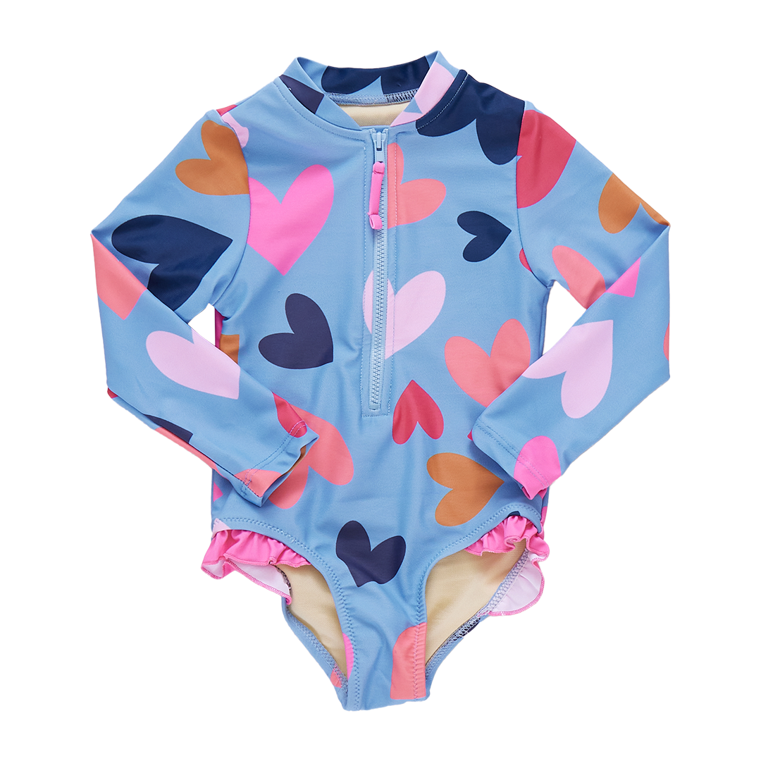 Girls Arden Suit - Multi Tossed Hearts