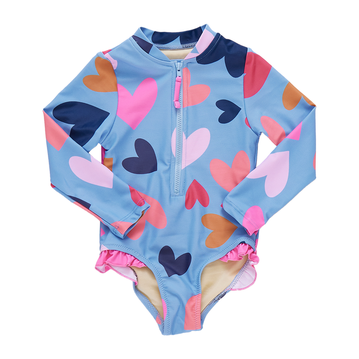 Girls Arden Suit - Multi Tossed Hearts