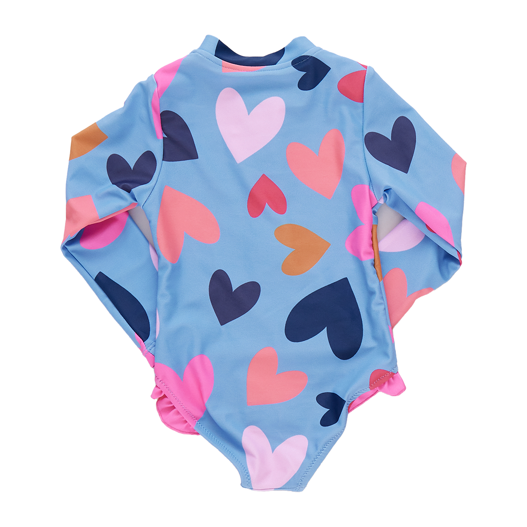 Girls Arden Suit - Multi Tossed Hearts