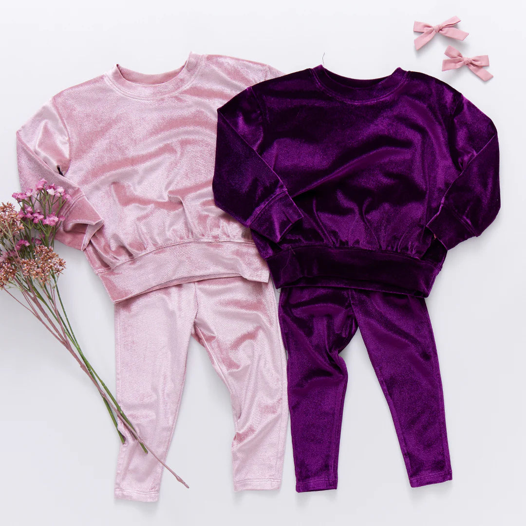 Girls Velour Sweatshirt - Plum