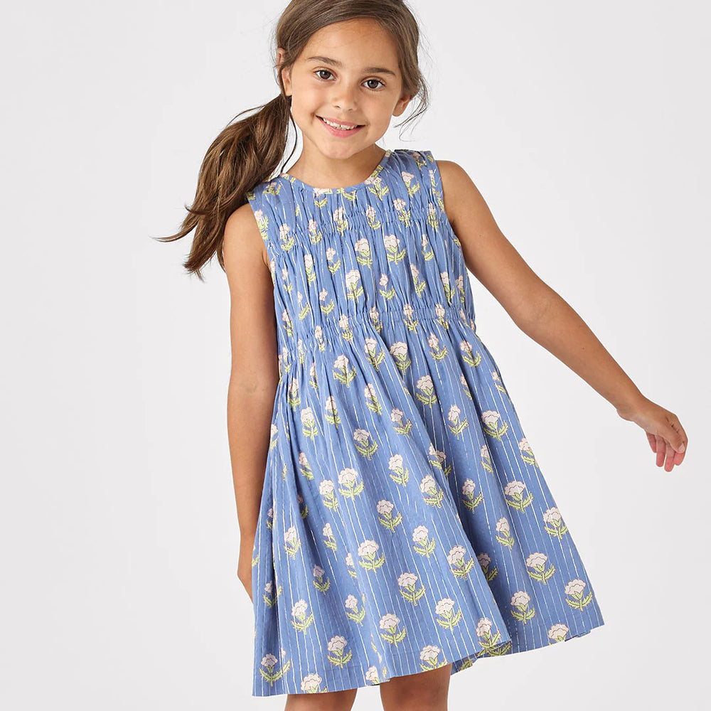 Girls Sleeveless Waverly Dress - Periwinkle Small Bud