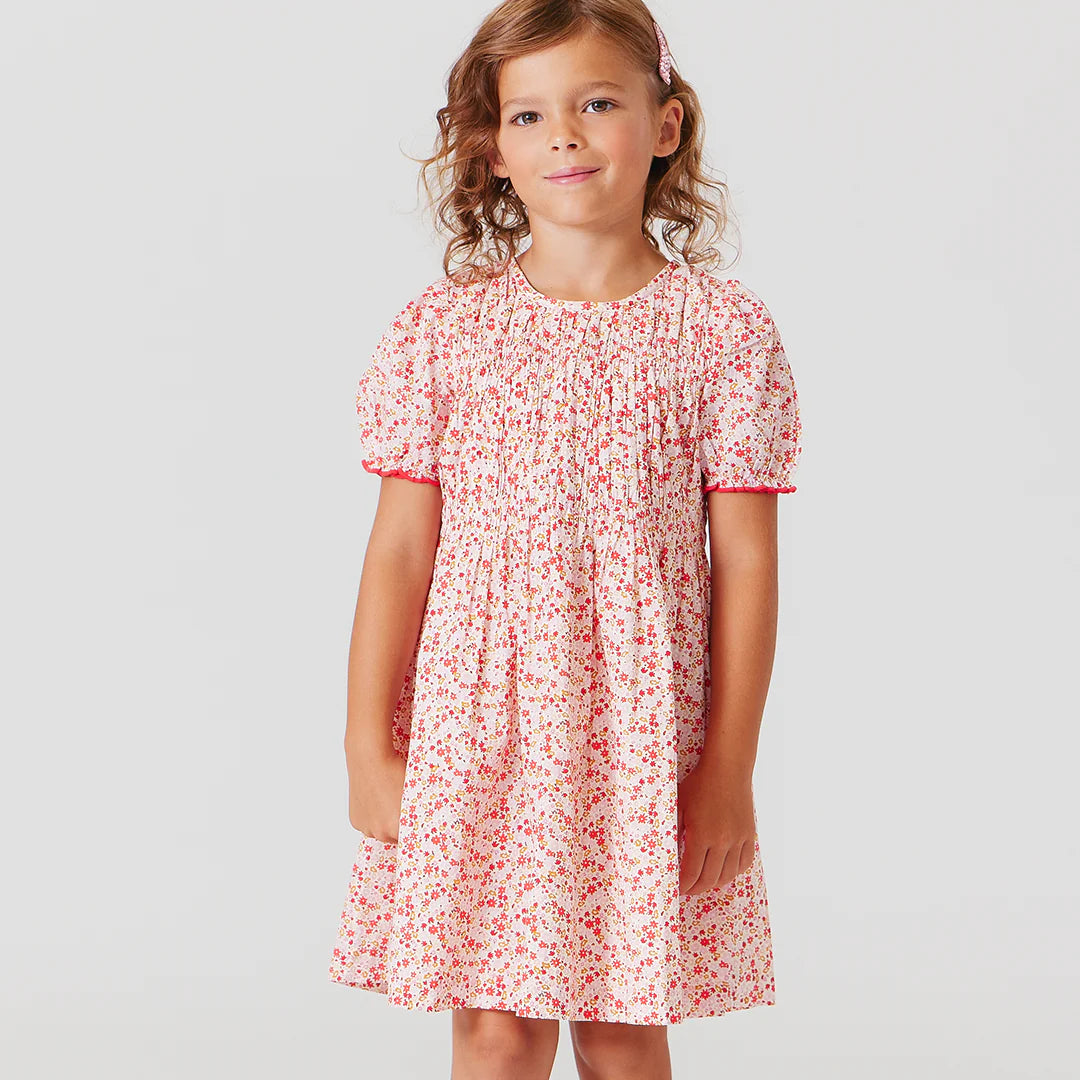 Girls Waverly Dress - Pink Mini Ditsy