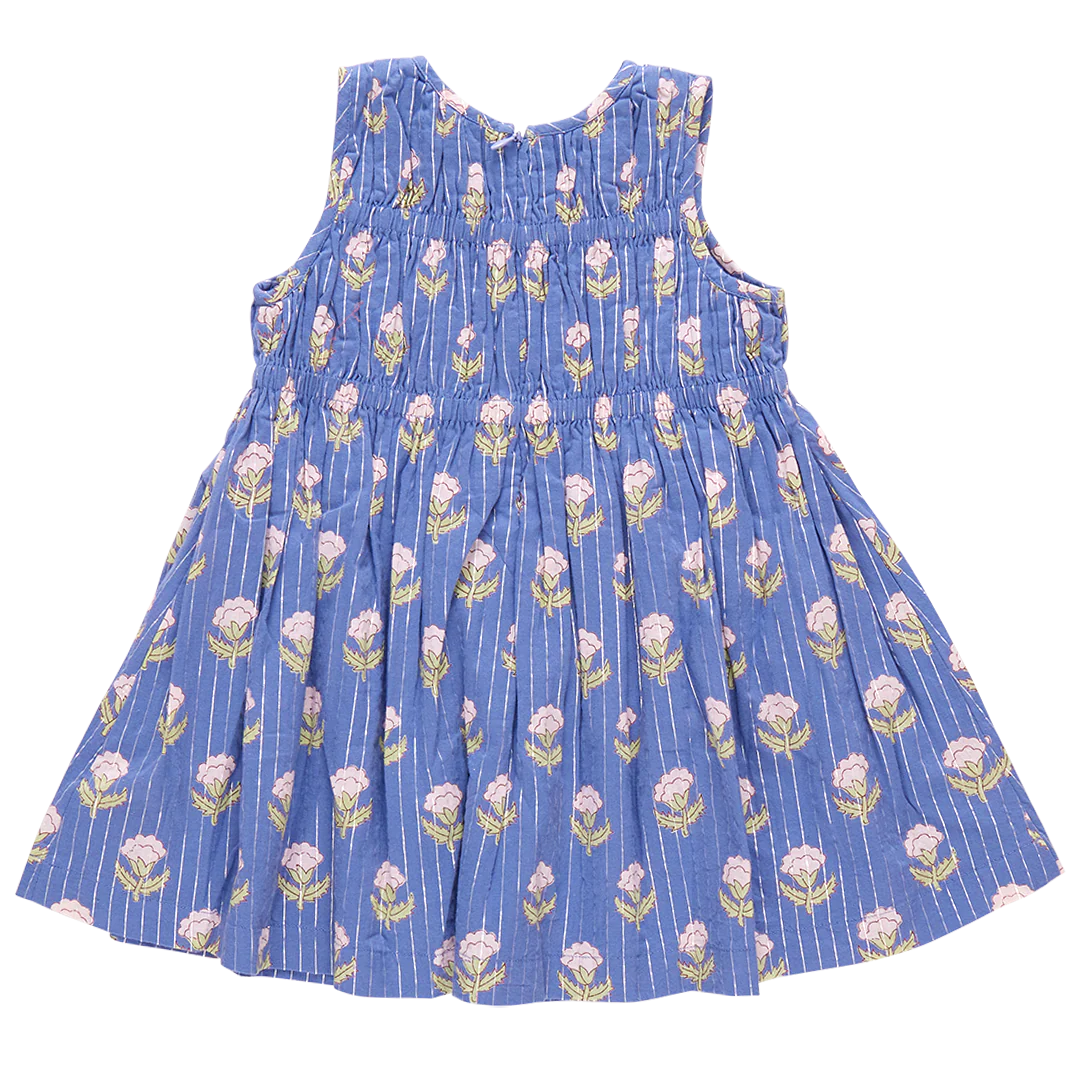 Girls Sleeveless Waverly Dress - Periwinkle Small Bud